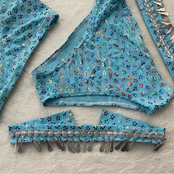 🩵Lime Blonde Baby Blue Rave Set with Leg Ties🩵 - Picture 5 of 6